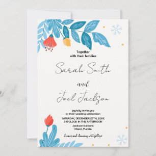 Orange Floral Snow Wedding Invitations