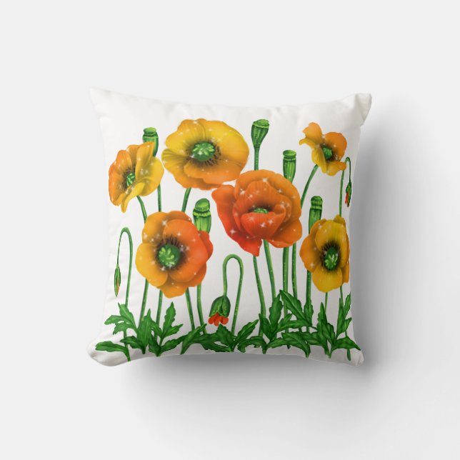 Orange Floral Spring Pillow (Front)