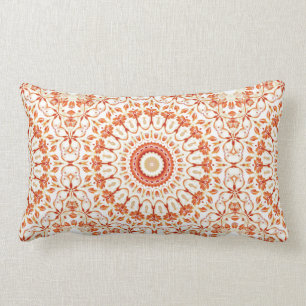 Orange Floral Sun Mandala Lumbar Pillow