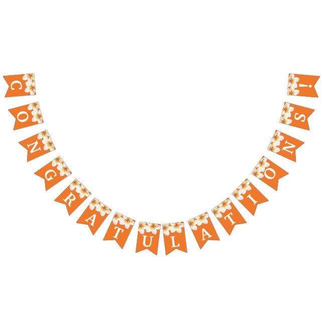Orange floral text graduation party bunting FLAG (All)
