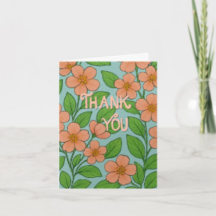 Orange Floral Thank You Card with Hand Lettering  