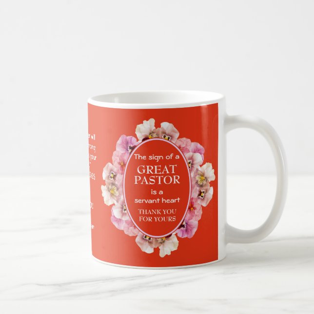 Orange Floral Thank You Pastor Coffee Mug (Right)