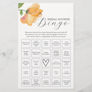 Orange Floral Theme Bridal Shower Bingo Flyer