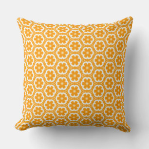 Orange Floral Throw Pillow