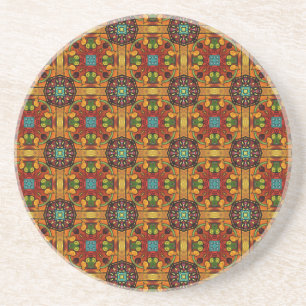 Orange Floral Tiles 2 Coaster