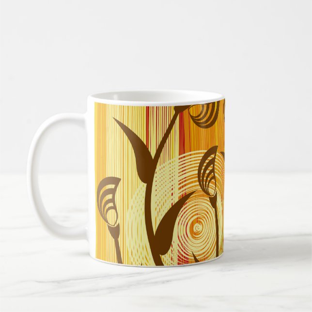 Orange Floral: Vibrant Background Pattern Coffee Mug (Left)