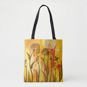 Orange Floral: Vibrant Background Pattern Tote Bag