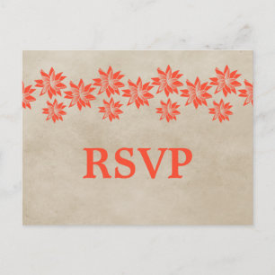 Orange Floral Vintage RSVP Postcard