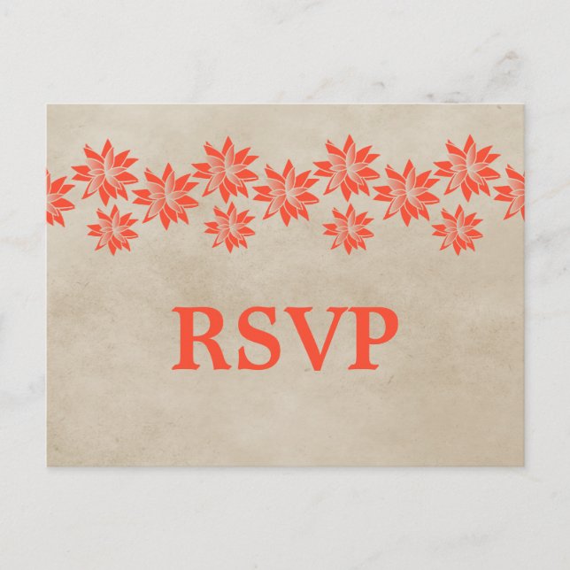 Orange Floral Vintage RSVP Postcard (Front)