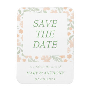 Orange Floral Watercolor Save the Date Magnet