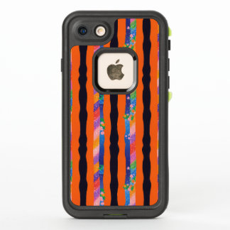 Orange Floral Wavy Stripe Pattern