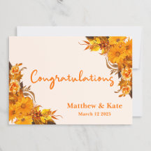 Orange Floral Wedding/ Engagement Congratulations 