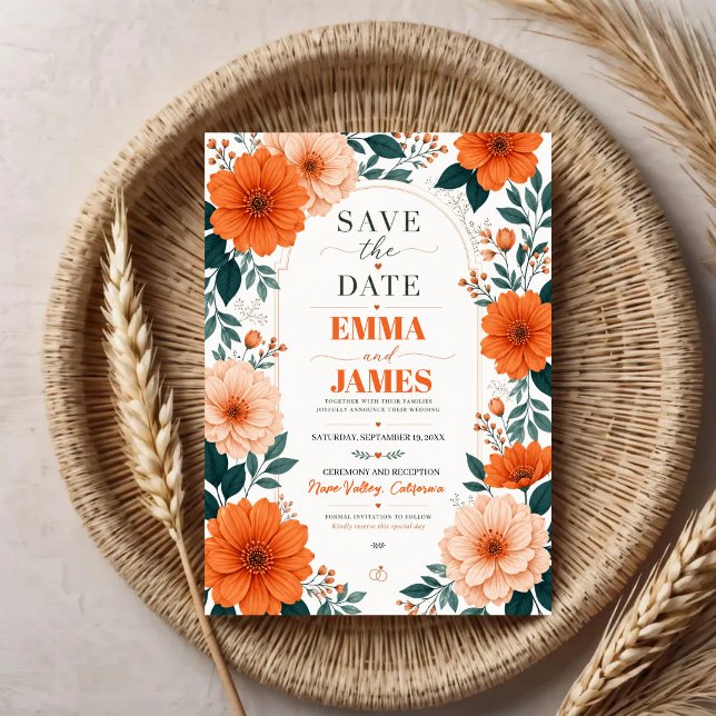 Orange Floral  Wedding Invitation (Creator Uploaded)