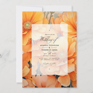 Orange Floral Wedding Invitation