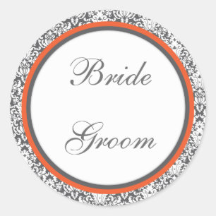 Orange floral Wedding Sticker