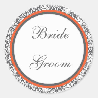 Orange floral Wedding Sticker