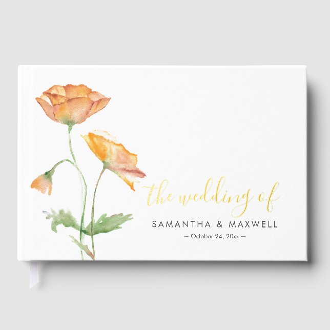 Orange Floral Wedding Theme Guest Book (Front)