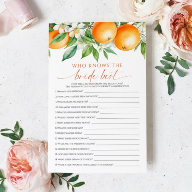 Orange Floral Who Knows The Bride Best Game (Creator Uploaded)