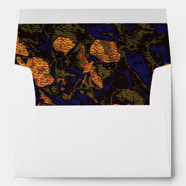 Orange flower against leaf camouflage pattern envelope (Back (Bottom))
