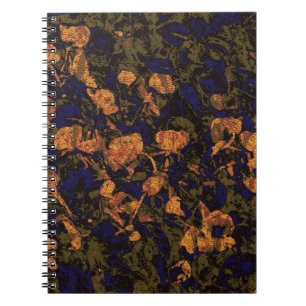 Orange flower against leaf camouflage pattern notebook