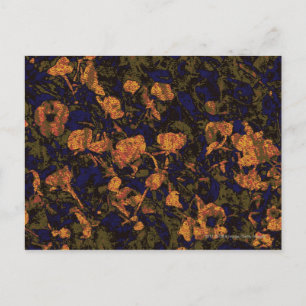 Orange flower against leaf camouflage pattern postcard