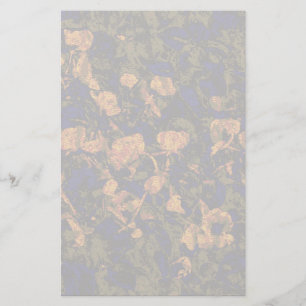 Orange flower against leaf camouflage pattern stationery