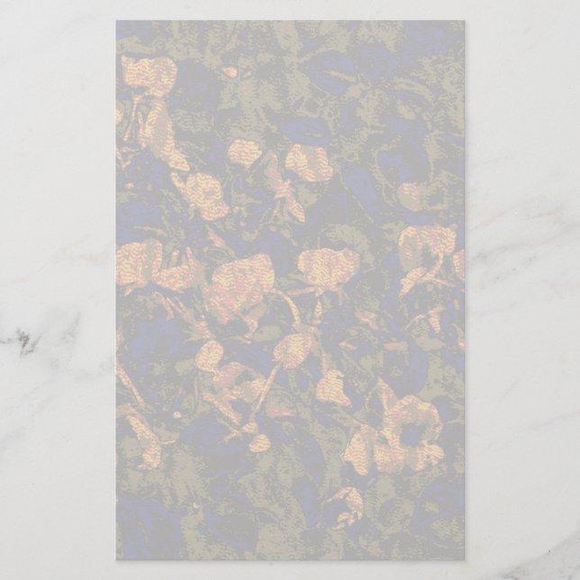 Orange flower against leaf camouflage pattern stationery (Front)