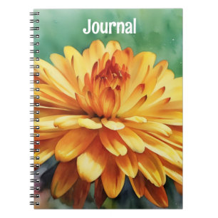 Orange Flower Art Notebook Journal Personalise