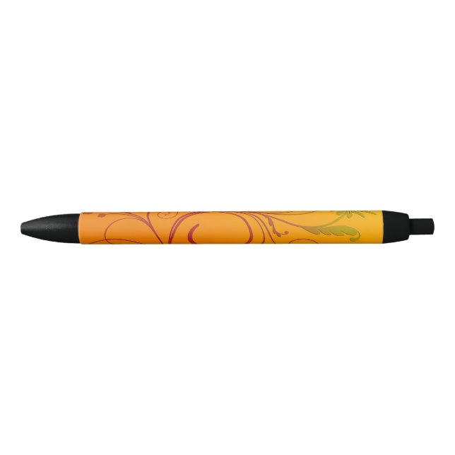 Orange Flower Black Ink Pen (Front)