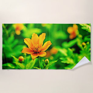 Orange Flower Bokeh Sunny Beach Towel
