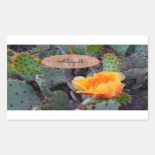 Orange Flower Cactus Blossom Opuntia Prickly Pear Rectangular Sticker