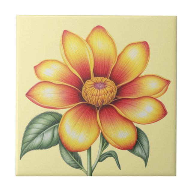 Orange Flower Ceramic Tile (Front)