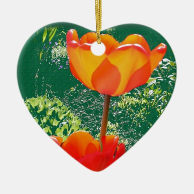 Orange Flower Ceramic Tree Decoration (Front)