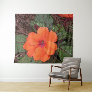 Orange Flower Closeup Tapestry