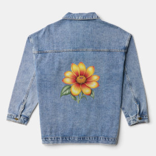 Orange Flower Denim Jacket