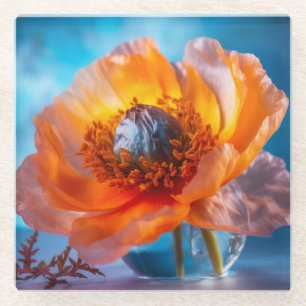 Orange Flower  Glass Coaster