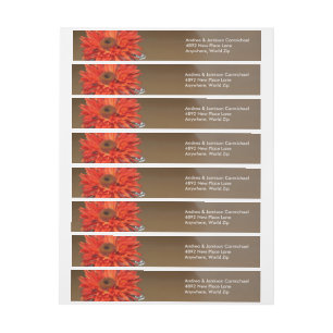 Orange Flower in Mason Jar Wraparound Address Label