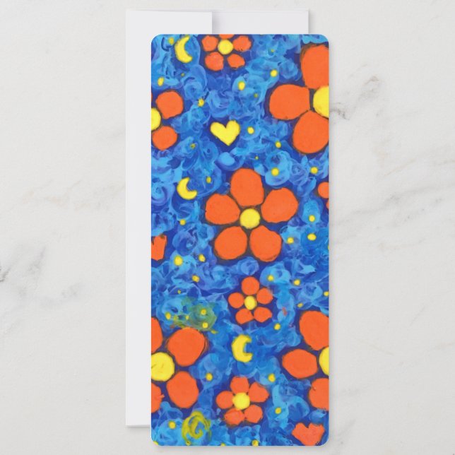 Orange Flower In Water Flat Card (Back)