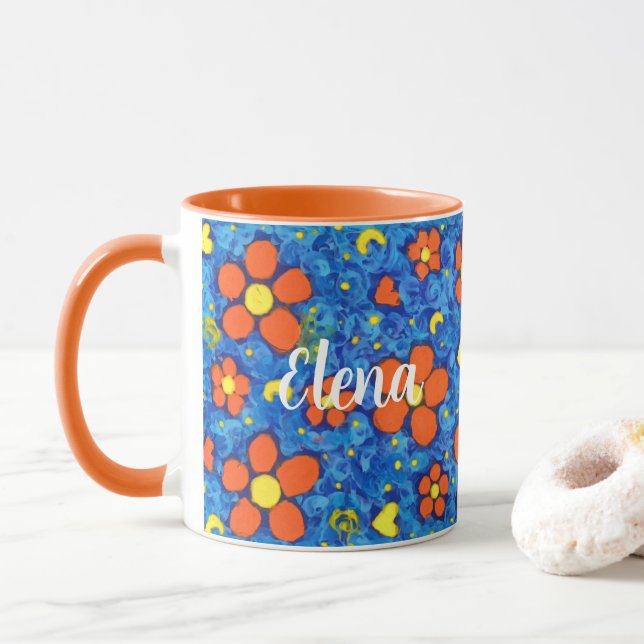 Orange Flower In Water Mug (With Donut)