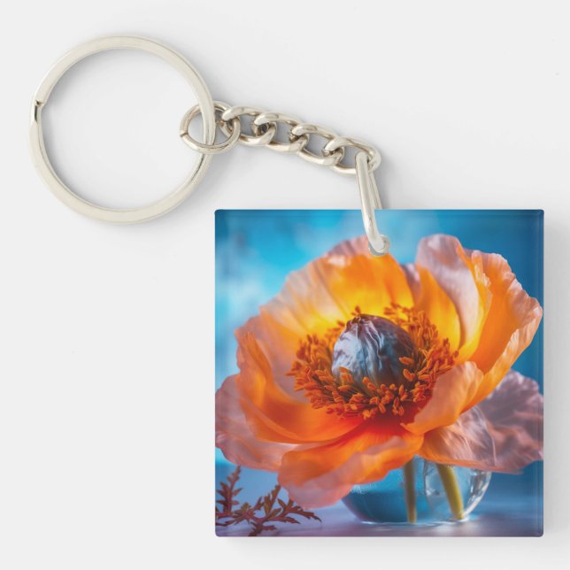 Orange Flower  Key Ring (Front)
