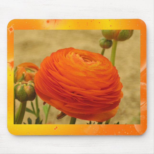 Orange Flower Mouse Pad (Front)