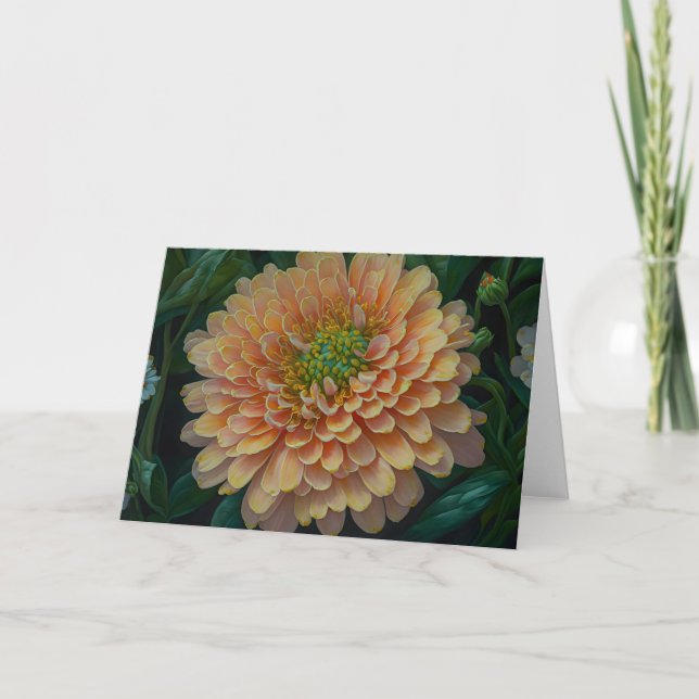 Orange Flower Mum Art Note Card (Front)