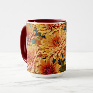 Orange Flower Mum Nature Floral Mug Cup