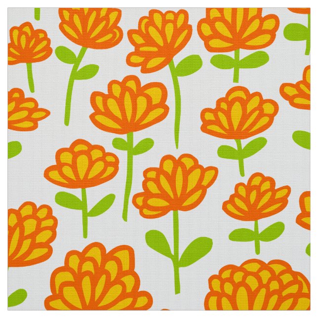 Orange Flower Pattern 240515 Fabric (Swatch)