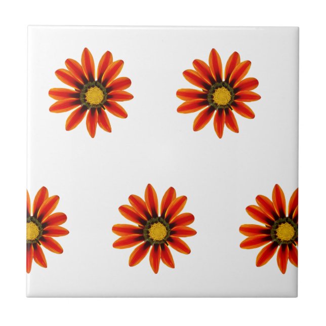 Orange Flower Pattern Ceramic Tile (Front)