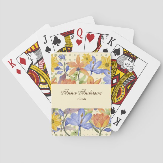 ORANGE FLOWER PATTERN PLAYING CARDS (Back)