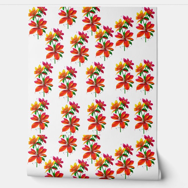 Orange flower pattern wallpaper  (Unrolling)