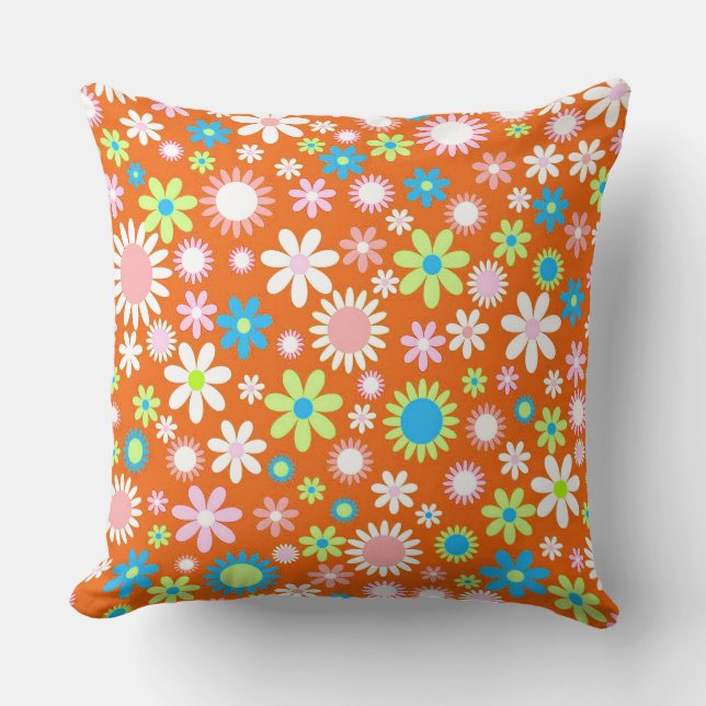 Orange Flower Power Cushion (Front)