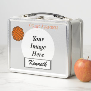 Orange Flower Ribbon by Kenneth Yoncich Metal Lunch Box