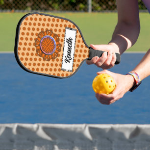 Orange Flower Ribbon by Kenneth Yoncich Pickleball Paddle